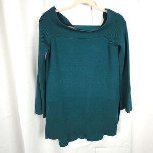 Anthropologie Womens Small Green Elise Off The Shoulder Long Sleever Sweater